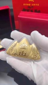 Fengshui 10k Gold Golden Mountain Peak Coin Box Set For Protection Powerful Support and Performance