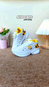 Sepatu Ando Bee velcro perekat putih kuning white yellow