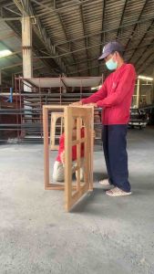 หน้าต่างบานเดี่ยวไม้สัก พร้อมวงกบหน้าต่างไม้เนื้อแข็ง ไม่รวมกระจก ใช้ตกแต่งร้าน หรือหน้าต่างบ้าน เลือกรูปแบบบานได้