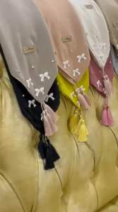 JILBAB SEGIEMPAT CLARISSA miskha Kerudung pita tassel Muslim VOAL PREMIUM