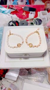 Bersertifikat Gelang Mutiara Air Tawar Lombok Putih Oval Mox Huruf