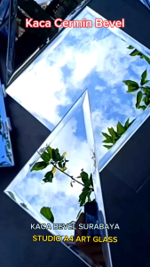 Kaca Cermin bevel Uk 20 x 20 cm tebal 3 Mili bevel 1 cm kaca cermin bevel kaca tempel kaca moulding cermin estetik cermin tempel