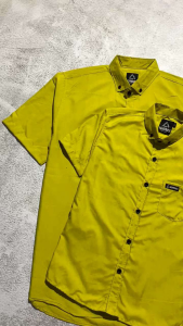 Kemeja Couple Lemon Sage & Denim Katun Santai Untuk Ayah & Anak