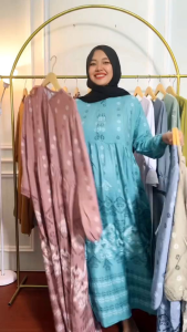 DRESS MIDI RAYON MOTIF WANITA RESLETING