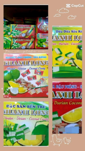 chính hãng )kẹo dừa thanh long dứa sầu riêng 300gr 400gr