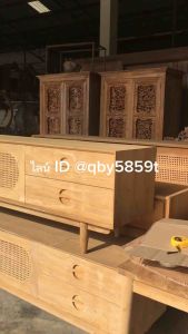 Free Delivery TV Cabinet Colored Teak Wood Rattan door 1.8m long ตู้หวาย ตู้เก็บของหวาย ตู้ลิ้นชักไม้สักแท้100%  ชั้นวางทีวี 55 ทำสีไม้สัก ตู้วาง ทีวี ไม้ สัก มินิมอล ชั้นวางทีวีไม้สัก