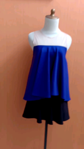atasan wanita scuba tile biru elektrik birel M cewek MEWAH blouse kutung cute