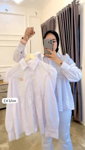 FASHION WANITA ATASAN BLUESE POLOS KATUN BORDIR REMPEl SLIMFIT PREMIUM IMPORT MODEL KOREA-GEMBUL FASHION