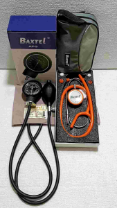 Baxtel APG Black Aneroid Sphygmomanometer With Orange Deluxe Stethoscope