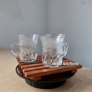 G170 [6 PCS] GELAS KACA GELAS KOPI GELAS MINUM GELAS GAGANG GELAS KATEK MOTIF BUNGA CMC-1