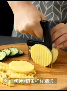 OHHDEER Potato Cutter Chips Stainless Steel French Fries Cutter Knife Kitchen Making Peeler Crinkle Wavy Slicer Tool