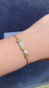 Gelang Serut Dempet Love Permata Putih Titanium Gold Cxb2712