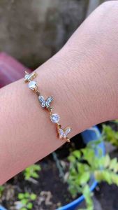 Gelang Serut Kupu Kupu Putih Terbaru Titanium Gold Cxb2713