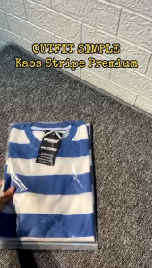 Kaos Stripe Garis Salur Lebar Katun Combed Tebal Premium Pria