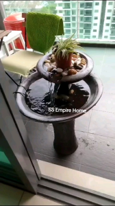 S1 Brown Feng Shui Water Fountain Pond Kolam Air Sandstone Garden Water Feature Balinese 风水流水喷泉瀑布池 Fish Waterfall Home