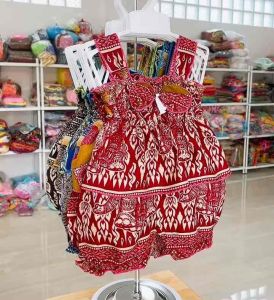 ชุดเด็กลายช้าง ลายไทย สงกรานต์(รหัสDD88) งานพร้อมส่ง 3-12 เดือน น้ำหนัก3-9 กิโลใส่สวยและน่ารักมากๆ เสื้อสายเดี่ยว+กางเกง เด็กหญิง