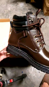 Sepatu Pria Boots Safety Kulit Fintoni Steel Toe 6919