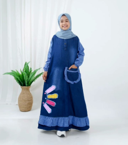 gamis jeans anak tanggung