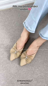 Simoncelli Sandal Flat Wanita Pita Mutiara | Sandal Wanita | Sandal Pesta | Wedding Shoes | Sendal Kerja Wanita Import 2066-5