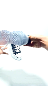 Sneakers FOR & NICE HIGHT RED STAR BLACK K2030 || Sepatu Sekolah Perempuan Tinggi Hitam Putih || Sepatu Fashion Cewek Import Korea Style || Sepatu Sekolah SMP SMA Hitam Elastis Ringan || Sepatu Kasual Cewek Stylish