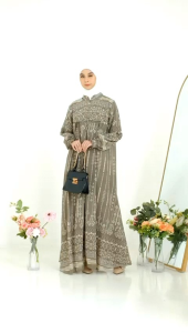 Gamis Keona Ceruty Baby Doll Full Furing: Dress Motif Terbaru 2024