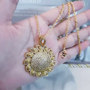 Xuping Kalung Hijab Bunga Permata Zircon Gold Xds49e