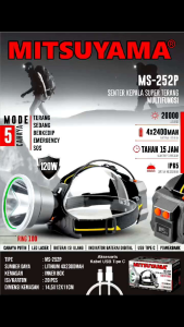 Mitsuyama Senter Kepala 120 Watt Super Terang Led Baterai 4x2400mAh