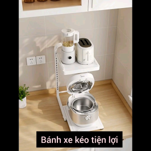 Kệ Đa Năng Đặt Lò Vi Sóng & Nồi Chiên Không Dầu – Có Bánh Xe Tăng Giảm Chiều Cao