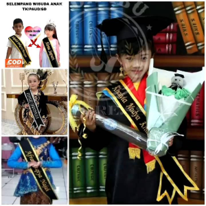 Selempang Wisuda Anak-Anak PAUD TK SD SMP & SMA Dewasa Gratis Border Nama
