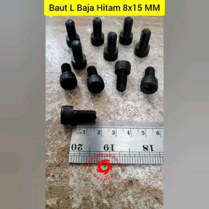 (5 pcs) M8x15 Baut L Baja Hitam / Baut L Baja (1.5CM)