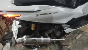 HONDA PCX 160 TEARDROP POWER PIPE WITH COMPLETE SET BRACKETCLAMPSPRINGCANISTER AND STRAIGHT ELBO