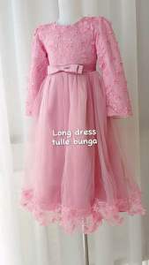 4T - 10T Long Dress Anak Perempuan Tulle 3D Premium