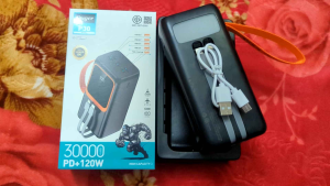 New Premium OUGER P30 120w Fast Charging Power Bank 30000mah With Cable LED Display Powerbank Built in line PD +120W USB C Output
