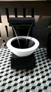 Modern Couple M5 Fiberglass Water Fountain Matte Black White Garden Taman Indoor Outdoor Living Room Feng Shui Pot