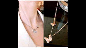 Kalung Titanium Wanita Liontin Kupu Kupu Antikarat Tidak luntur