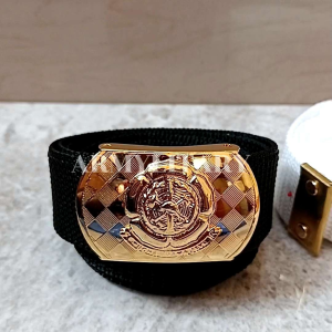 sabuk pdh pemadam kuningan motif logo timbul tali sabuk bisa request (hitam/putih)