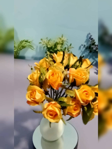 Bunga Mawar Kuning Bahan Artificial Hiasan untuk Rumah Dan Cafe Dekorasi Lainnya