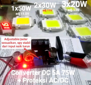 Driver 0-75W PENURUN TEGANGAN 5A 1.25-36V modul DC to DC modul stepdown adjustable untuk led power supply penyetabil dll