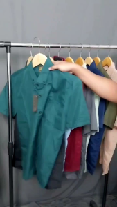 BRONSEN KEMEJA Polos Pria Lengan Pendek Bahan katun Kasual santai
