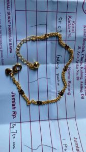 Promo cod Gelang wanita rantai pelat terlaris emas24k sudah free surat