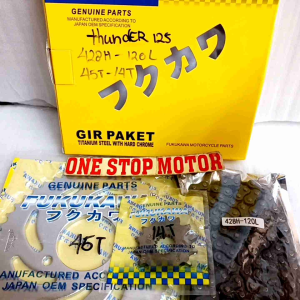 GEAR SET GIR PAKET ASLI FUKUKAWA THUNDER 125 428H-120L 45T-14T ORIGINAL ORI FKKW