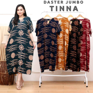 Daster Jumbo Rayon Motif Tinna Kancing Depan Busui LD 120 polos Cabut halus nyaman