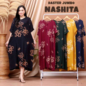 Daster Jumbo Rayon Busui motif Nashita kancing depan LD120