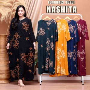 Longdres Nashita Aira Kancing Depan Daster Lengan Panjang Busui friendly Rayon Adem