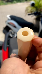 pipa GG asli lokal panjang 13cm segilapan lengkung gemuk mulus bahan merah cristal