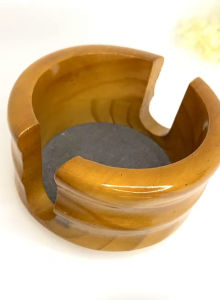 Wooden Crystal Agate Coasters Set - 6 pieces