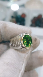 100% Natural Untreated Brazilian Peridot 4 carat silver handmade ring
