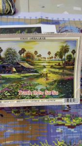 Tranh thêu kín Phong cảnh đồng quê EDB261 EDB283 vs8208