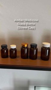 Tablet Medicine Pill Capsule Amber Glass Bottle with Screw Cap (60ml / 75ml / 100ml / 120ml / 150ml)