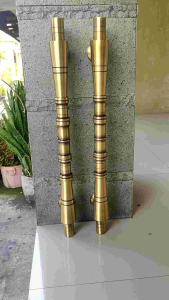 Gagang Pintu Rumah Kuningan & Kunci Antik Motif Bambu